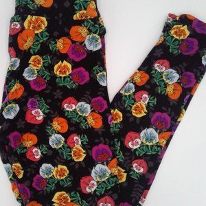 LULAROE DISNEY LEGGINGS ONE SIZE ALICE IN WONDERLAND POPPY FLOWER